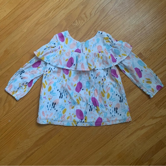 Toddler girls’ woven top with ruffle across top front, back and shoulders. 3T - Picture 2 of 5